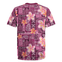 Pink Hawaii Plumeria With Tropical Flowers Motifs Rugby Jersey