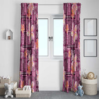 Pink Hawaii Plumeria With Tropical Flowers Motifs Window Curtain