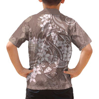 Polynesia Hammerhead Shark Tattoo With Plumeria Lei Family Matching Off Shoulder Maxi Dress and Hawaiian Shirt