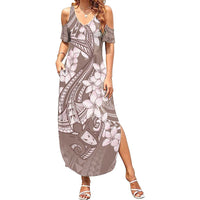 Polynesia Hammerhead Shark Tattoo With Plumeria Lei Family Matching Summer Maxi Dress and Hawaiian Shirt