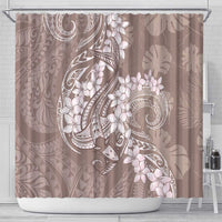 Polynesia Hammerhead Shark Tattoo With Plumeria Lei Shower Curtain LT14 - Polynesian Pride