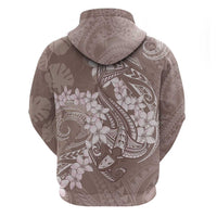 Polynesia Hammerhead Shark Tattoo With Plumeria Lei Zip Hoodie