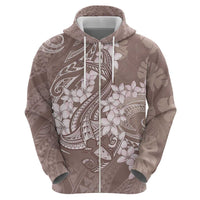 Polynesia Hammerhead Shark Tattoo With Plumeria Lei Zip Hoodie