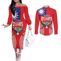 Personalised Taiwan Billiards Couples Matching Off The Shoulder Long Sleeve Dress and Long Sleeve Button Shirt Eight-ball Pool Polynesia Tattoo - Polynesian Pride