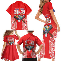 Personalised Taiwan Billiards Family Matching Short Sleeve Bodycon Dress and Hawaiian Shirt Eight-ball Pool Polynesia Tattoo - Polynesian Pride