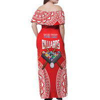 Personalised Taiwan Billiards Off Shoulder Maxi Dress Eight-ball Pool Polynesia Tattoo - Polynesian Pride