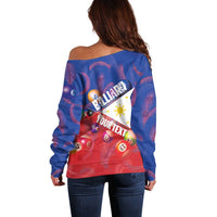 Personalised Philippines Billiards Off Shoulder Sweater Cue With Balls Flag Style - Polynesian Pride
