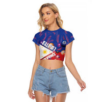 Personalised Philippines Billiards Raglan Cropped T Shirt Cue With Balls Flag Style - Polynesian Pride
