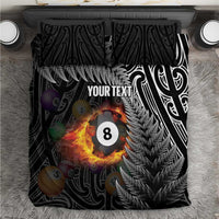 Personalised New Zealand Billiards Bedding Set Maori Fern On Fire 8 Ball - Polynesian Pride