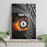 Personalised New Zealand Billiards Canvas Wall Art Maori Fern On Fire 8 Ball - Polynesian Pride
