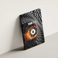 Personalised New Zealand Billiards Canvas Wall Art Maori Fern On Fire 8 Ball - Polynesian Pride