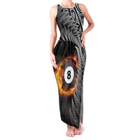 Personalised New Zealand Billiards Family Matching Tank Maxi Dress and Hawaiian Shirt Maori Fern On Fire 8 Ball - Polynesian Pride