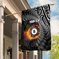 Personalised New Zealand Billiards Garden Flag Maori Fern On Fire 8 Ball - Polynesian Pride