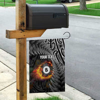 Personalised New Zealand Billiards Garden Flag Maori Fern On Fire 8 Ball - Polynesian Pride