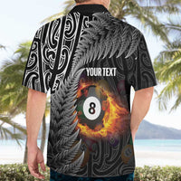 Personalised New Zealand Billiards Hawaiian Shirt Maori Fern On Fire 8 Ball - Polynesian Pride