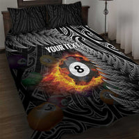 Personalised New Zealand Billiards Quilt Bed Set Maori Fern On Fire 8 Ball - Polynesian Pride