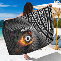 Personalised New Zealand Billiards Sarong Maori Fern On Fire 8 Ball - Polynesian Pride