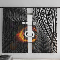 Personalised New Zealand Billiards Window Curtain Maori Fern On Fire 8 Ball - Polynesian Pride