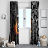 Personalised New Zealand Billiards Window Curtain Maori Fern On Fire 8 Ball - Polynesian Pride