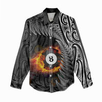 Personalised New Zealand Billiards Women Casual Shirt Maori Fern On Fire 8 Ball - Polynesian Pride