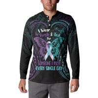 Suicide Awareness Memorial Button Sweatshirt I Wear Purple and Teal For Someone I Miss - Polynesian Pride