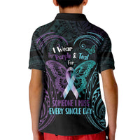 Suicide Awareness Memorial Kid Polo Shirt I Wear Purple and Teal For Someone I Miss - Polynesian Pride