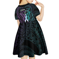 Suicide Awareness Memorial Kid Short Sleeve Dress I Wear Purple and Teal For Someone I Miss - Polynesian Pride