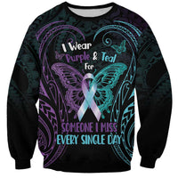 Suicide Awareness Memorial Sweatshirt I Wear Purple and Teal For Someone I Miss - Polynesian Pride