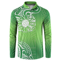 Polynesia Depression Awareness Button Sweatshirt Sunflower Green Ribbons Polynesian Tattoo