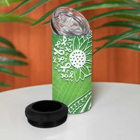 Polynesia Depression Awareness 4 in 1 Can Cooler Tumbler Sunflower Green Ribbons Polynesian Tattoo