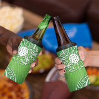 Polynesia Depression Awareness 4 in 1 Can Cooler Tumbler Sunflower Green Ribbons Polynesian Tattoo