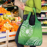 Polynesia Depression Awareness Grocery Bag Sunflower Green Ribbons Polynesian Tattoo