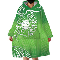 Polynesia Depression Awareness Wearable Blanket Hoodie Sunflower Green Ribbons Polynesian Tattoo