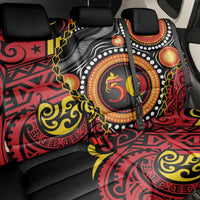 Celebrating 50 Years Papua New Guinea Back Car Seat Cover Aboriginal Mix Papuan Pattern LT14 - Polynesian Pride