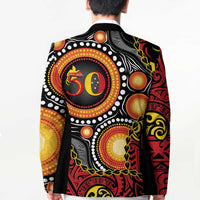 Celebrating 50 Years Papua New Guinea Blazer Aboriginal Mix Papuan Pattern - Polynesian Pride