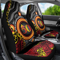 Celebrating 50 Years Papua New Guinea Car Seat Cover Aboriginal Mix Papuan Pattern LT14 - Polynesian Pride