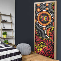 Celebrating 50 Years Papua New Guinea Door Cover Aboriginal Mix Papuan Pattern - Polynesian Pride