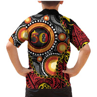 Celebrating 50 Years Papua New Guinea Family Matching Mermaid Dress and Hawaiian Shirt Aboriginal Mix Papuan Pattern - Polynesian Pride