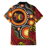 Celebrating 50 Years Papua New Guinea Family Matching Tank Maxi Dress and Hawaiian Shirt Aboriginal Mix Papuan Pattern - Polynesian Pride
