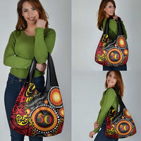 Celebrating 50 Years Papua New Guinea Grocery Bag Aboriginal Mix Papuan Pattern - Polynesian Pride