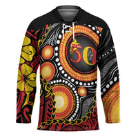 Celebrating 50 Years Papua New Guinea Hockey Jersey Aboriginal Mix Papuan Pattern LT14 Unisex Red - Polynesian Pride