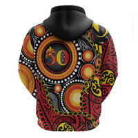 Celebrating 50 Years Papua New Guinea Hoodie Aboriginal Mix Papuan Pattern - Polynesian Pride