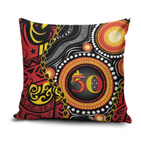 Celebrating 50 Years Papua New Guinea Pillow Cover Aboriginal Mix Papuan Pattern LT14 Red - Polynesian Pride