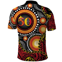 Celebrating 50 Years Papua New Guinea Polo Shirt Aboriginal Mix Papuan Pattern - Polynesian Pride