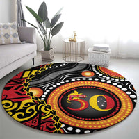 Celebrating 50 Years Papua New Guinea Round Carpet Aboriginal Mix Papuan Pattern - Polynesian Pride