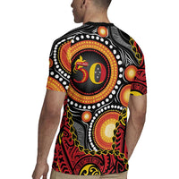 Celebrating 50 Years Papua New Guinea Rugby Jersey Aboriginal Mix Papuan Pattern - Polynesian Pride