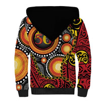 Celebrating 50 Years Papua New Guinea Sherpa Hoodie Aboriginal Mix Papuan Pattern - Polynesian Pride