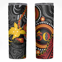 Celebrating 50 Years Papua New Guinea Skinny Tumbler Aboriginal Mix Papuan Pattern - Polynesian Pride