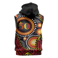 Celebrating 50 Years Papua New Guinea Sleeveless Zip Hoodie Aboriginal Mix Papuan Pattern LT14 - Polynesian Pride