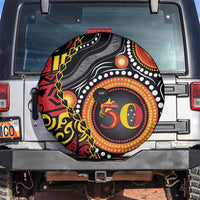 Celebrating 50 Years Papua New Guinea Spare Tire Cover Aboriginal Mix Papuan Pattern LT14 Red - Polynesian Pride